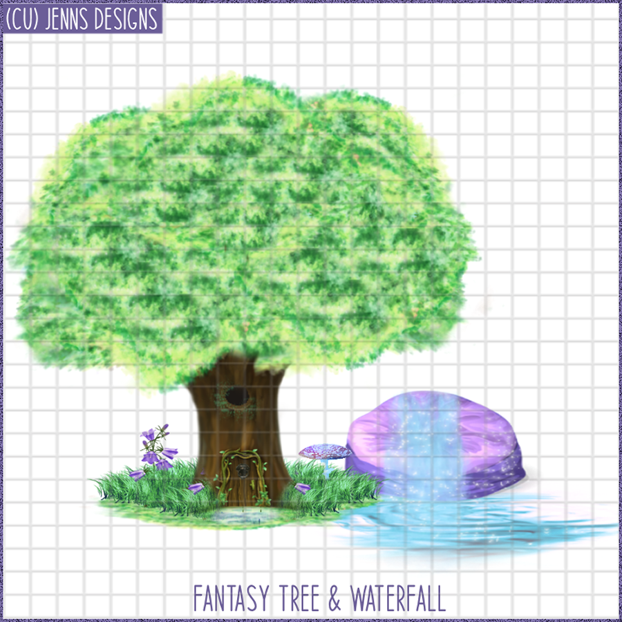 Fantasy Tree & Waterfall - Click Image to Close
